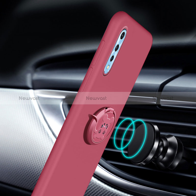 Ultra-thin Silicone Gel Soft Case Cover with Magnetic Finger Ring Stand for Vivo Y7s