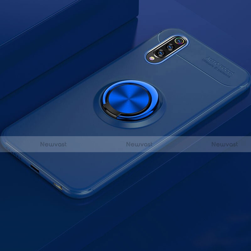 Ultra-thin Silicone Gel Soft Case Cover with Magnetic Finger Ring Stand for Xiaomi CC9e Blue