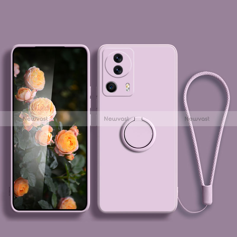 Ultra-thin Silicone Gel Soft Case Cover with Magnetic Finger Ring Stand for Xiaomi Civi 2 5G Clove Purple