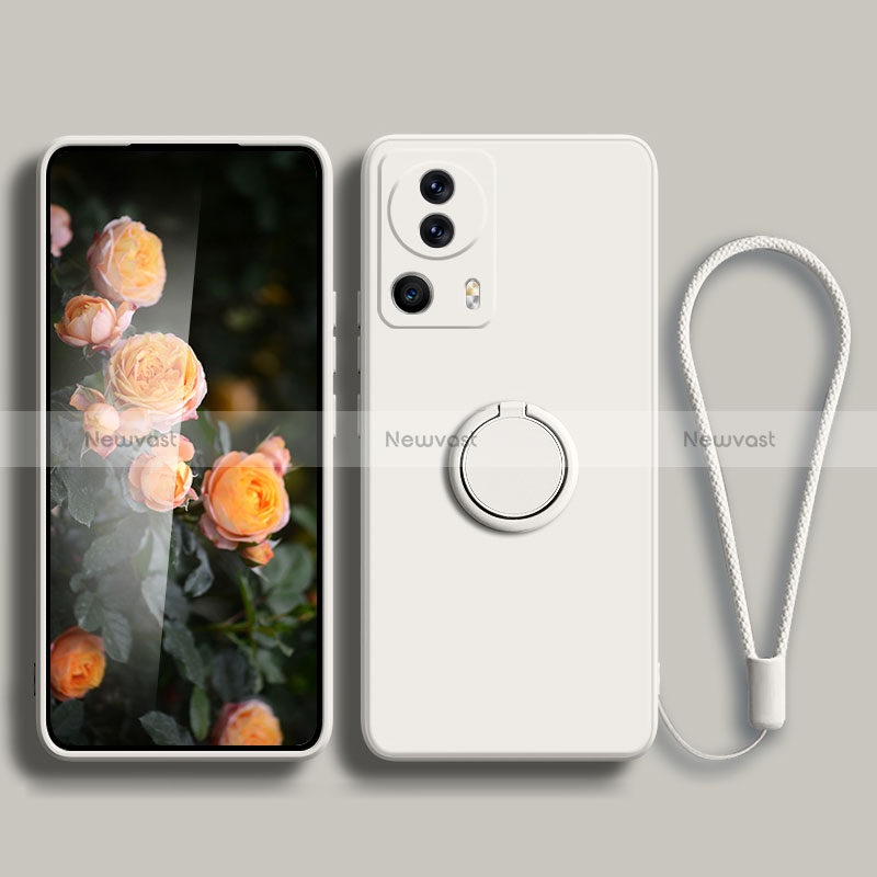 Ultra-thin Silicone Gel Soft Case Cover with Magnetic Finger Ring Stand for Xiaomi Civi 2 5G White