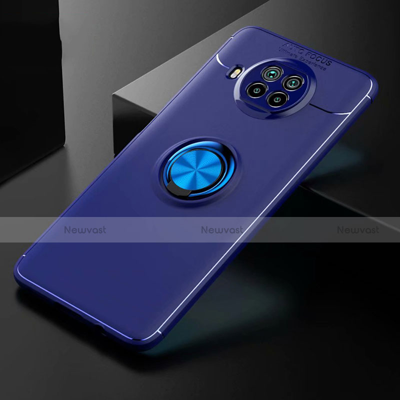 Ultra-thin Silicone Gel Soft Case Cover with Magnetic Finger Ring Stand for Xiaomi Mi 10i 5G Blue