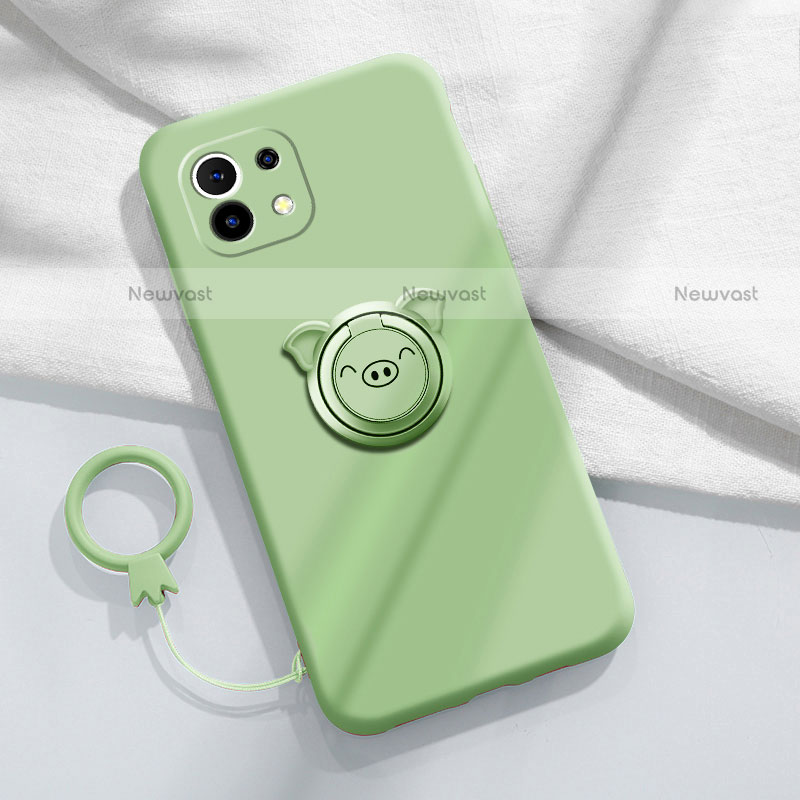 Ultra-thin Silicone Gel Soft Case Cover with Magnetic Finger Ring Stand for Xiaomi Mi 11 5G