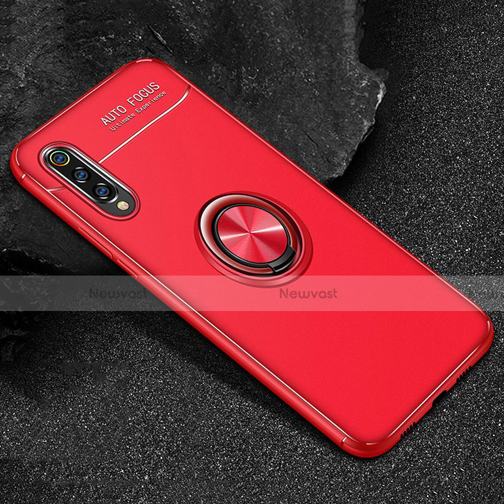 Ultra-thin Silicone Gel Soft Case Cover with Magnetic Finger Ring Stand for Xiaomi Mi 9 Pro 5G Red