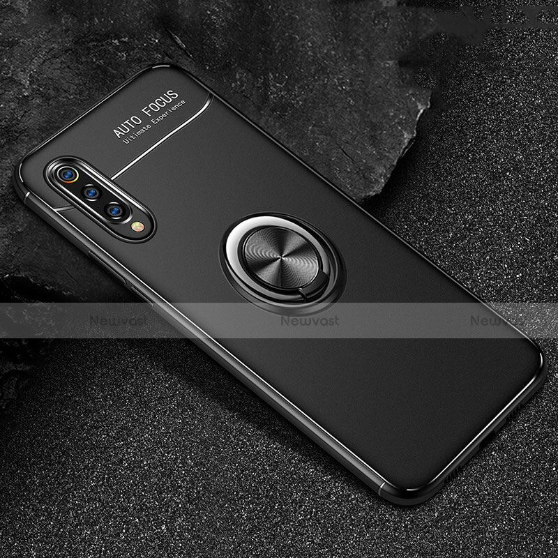 Ultra-thin Silicone Gel Soft Case Cover with Magnetic Finger Ring Stand for Xiaomi Mi 9 Pro Black