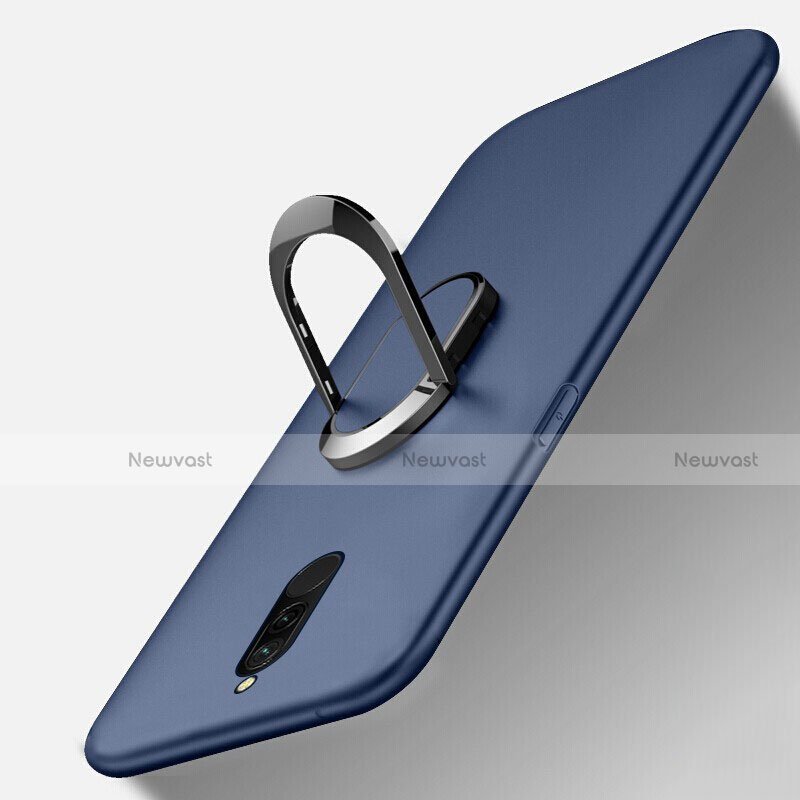 Ultra-thin Silicone Gel Soft Case Cover with Magnetic Finger Ring Stand for Xiaomi Redmi 8 Blue