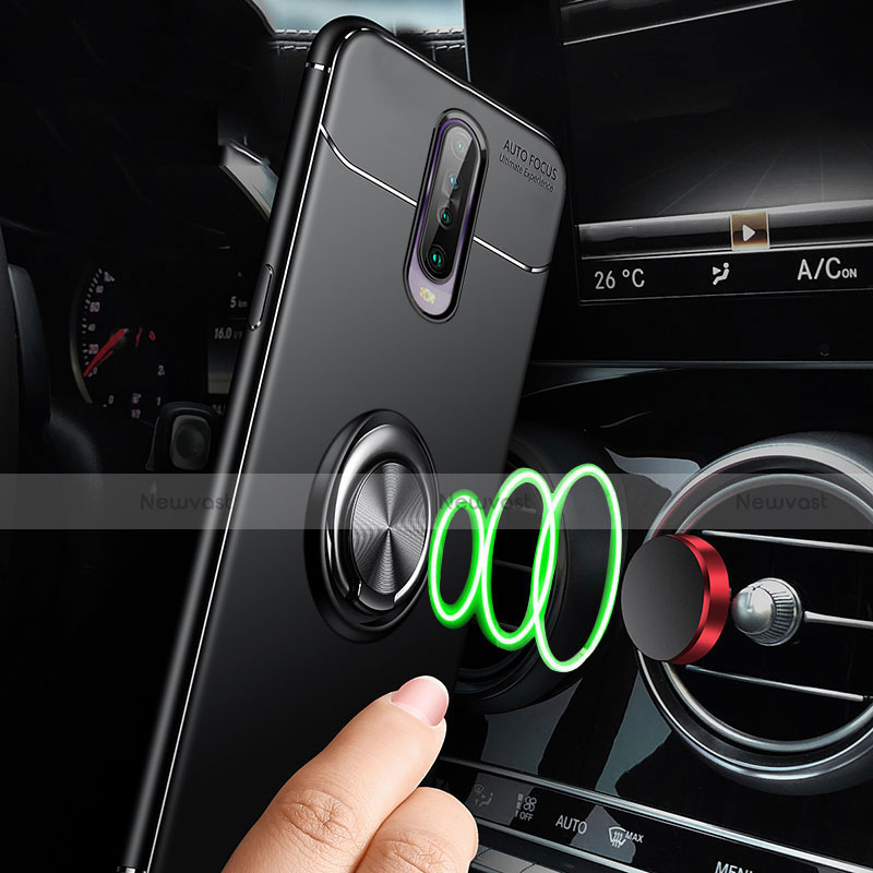 Ultra-thin Silicone Gel Soft Case Cover with Magnetic Finger Ring Stand for Xiaomi Redmi K30 4G