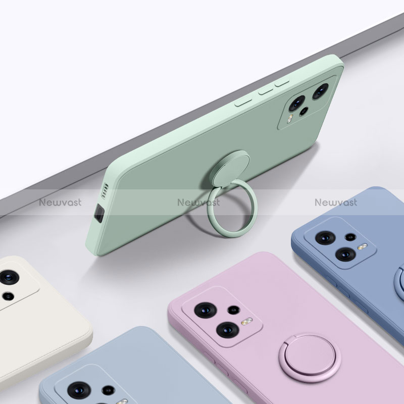 Ultra-thin Silicone Gel Soft Case Cover with Magnetic Finger Ring Stand for Xiaomi Redmi Note 12 5G