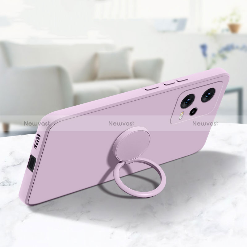 Ultra-thin Silicone Gel Soft Case Cover with Magnetic Finger Ring Stand for Xiaomi Redmi Note 12 Explorer