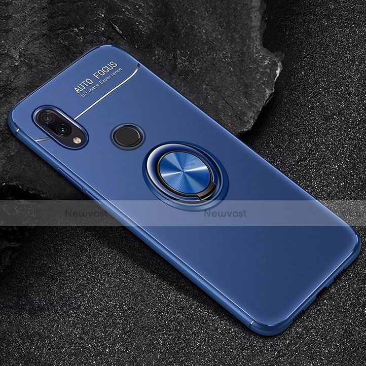 Ultra-thin Silicone Gel Soft Case Cover with Magnetic Finger Ring Stand for Xiaomi Redmi Note 7 Pro Blue