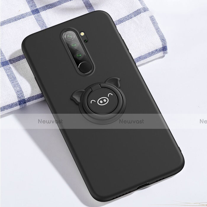 Ultra-thin Silicone Gel Soft Case Cover with Magnetic Finger Ring Stand for Xiaomi Redmi Note 8 Pro