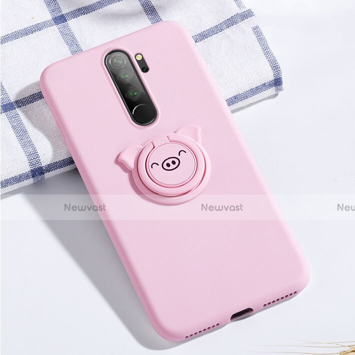 Ultra-thin Silicone Gel Soft Case Cover with Magnetic Finger Ring Stand for Xiaomi Redmi Note 8 Pro