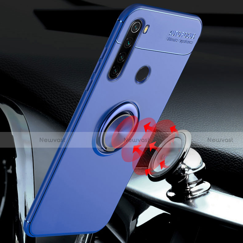 Ultra-thin Silicone Gel Soft Case Cover with Magnetic Finger Ring Stand for Xiaomi Redmi Note 8T