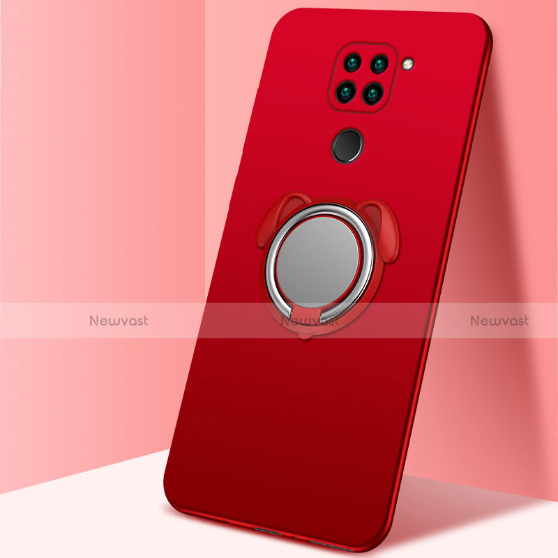 Ultra-thin Silicone Gel Soft Case Cover with Magnetic Finger Ring Stand G03 for Xiaomi Redmi 10X 4G Red