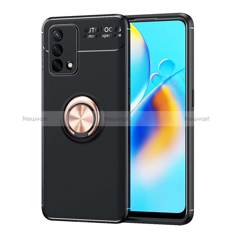 Ultra-thin Silicone Gel Soft Case Cover with Magnetic Finger Ring Stand JM1 for Oppo A95 4G