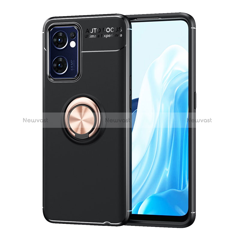 Ultra-thin Silicone Gel Soft Case Cover with Magnetic Finger Ring Stand JM1 for Oppo Find X5 Lite 5G