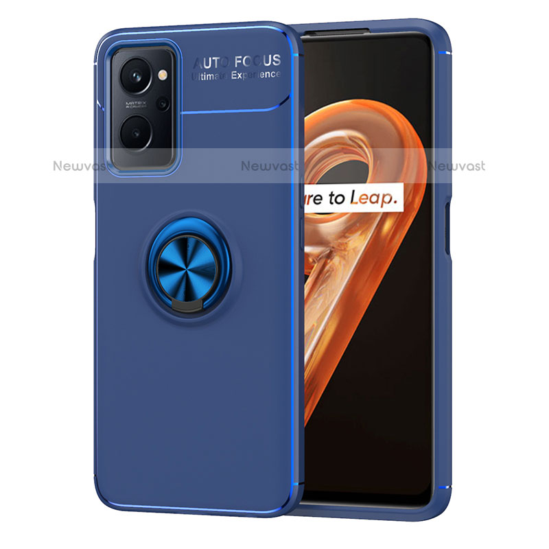 Ultra-thin Silicone Gel Soft Case Cover with Magnetic Finger Ring Stand JM1 for Oppo K10 4G Blue