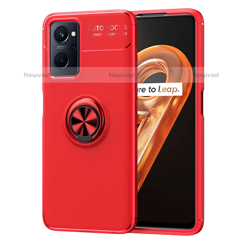 Ultra-thin Silicone Gel Soft Case Cover with Magnetic Finger Ring Stand JM1 for Oppo K10 4G Red