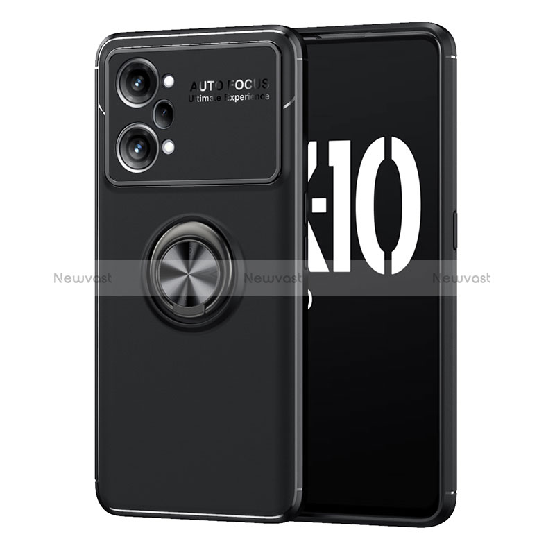 Ultra-thin Silicone Gel Soft Case Cover with Magnetic Finger Ring Stand JM1 for Oppo K10 Pro 5G Black