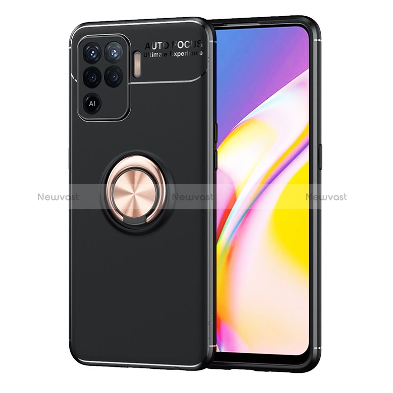 Ultra-thin Silicone Gel Soft Case Cover with Magnetic Finger Ring Stand JM1 for Oppo Reno5 F