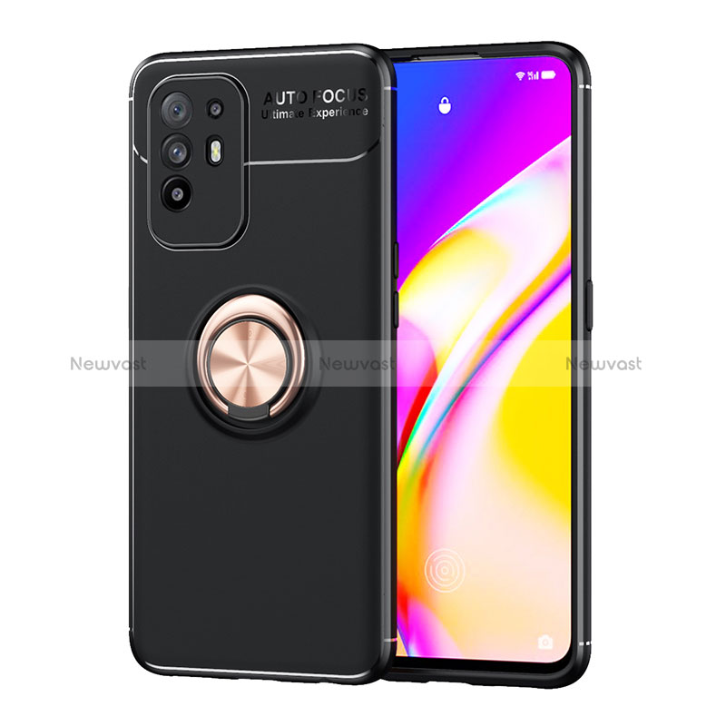 Ultra-thin Silicone Gel Soft Case Cover with Magnetic Finger Ring Stand JM1 for Oppo Reno5 Z 5G