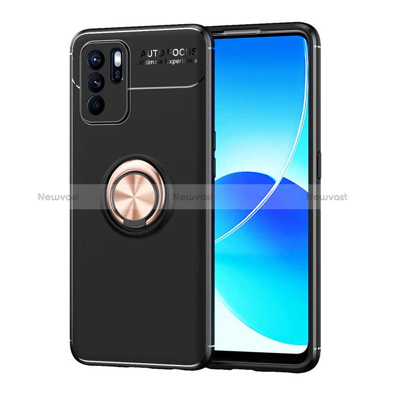 Ultra-thin Silicone Gel Soft Case Cover with Magnetic Finger Ring Stand JM1 for Oppo Reno6 Z 5G