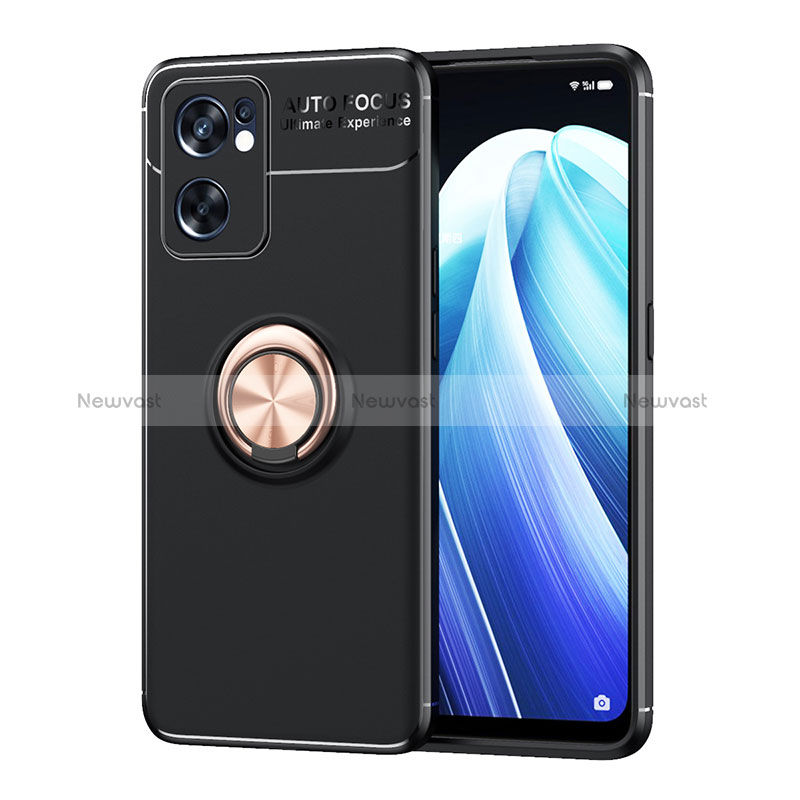 Ultra-thin Silicone Gel Soft Case Cover with Magnetic Finger Ring Stand JM1 for Oppo Reno7 SE 5G