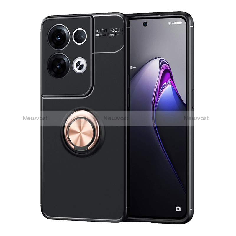 Ultra-thin Silicone Gel Soft Case Cover with Magnetic Finger Ring Stand JM1 for Oppo Reno8 5G