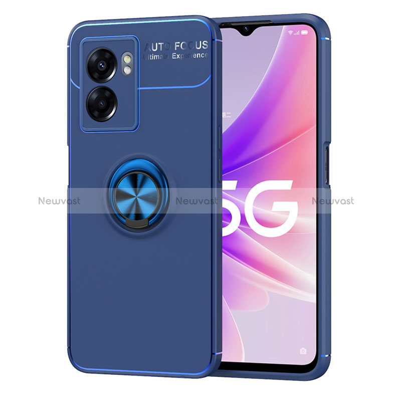 Ultra-thin Silicone Gel Soft Case Cover with Magnetic Finger Ring Stand JM1 for Realme Q5i 5G