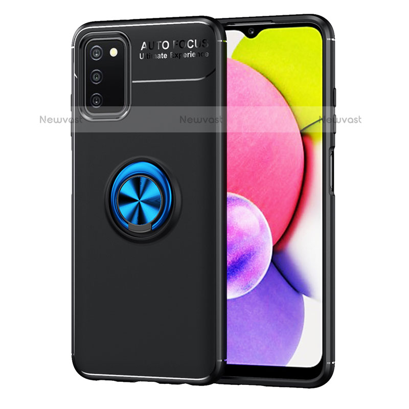 Ultra-thin Silicone Gel Soft Case Cover with Magnetic Finger Ring Stand JM1 for Samsung Galaxy A02s