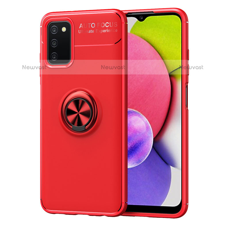 Ultra-thin Silicone Gel Soft Case Cover with Magnetic Finger Ring Stand JM1 for Samsung Galaxy A02s