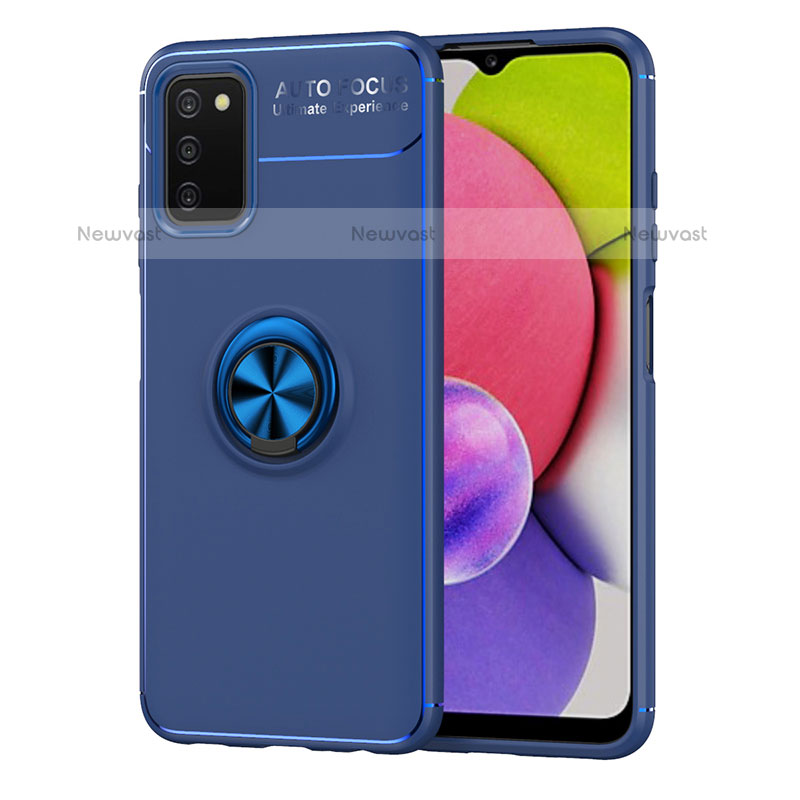 Ultra-thin Silicone Gel Soft Case Cover with Magnetic Finger Ring Stand JM1 for Samsung Galaxy A02s