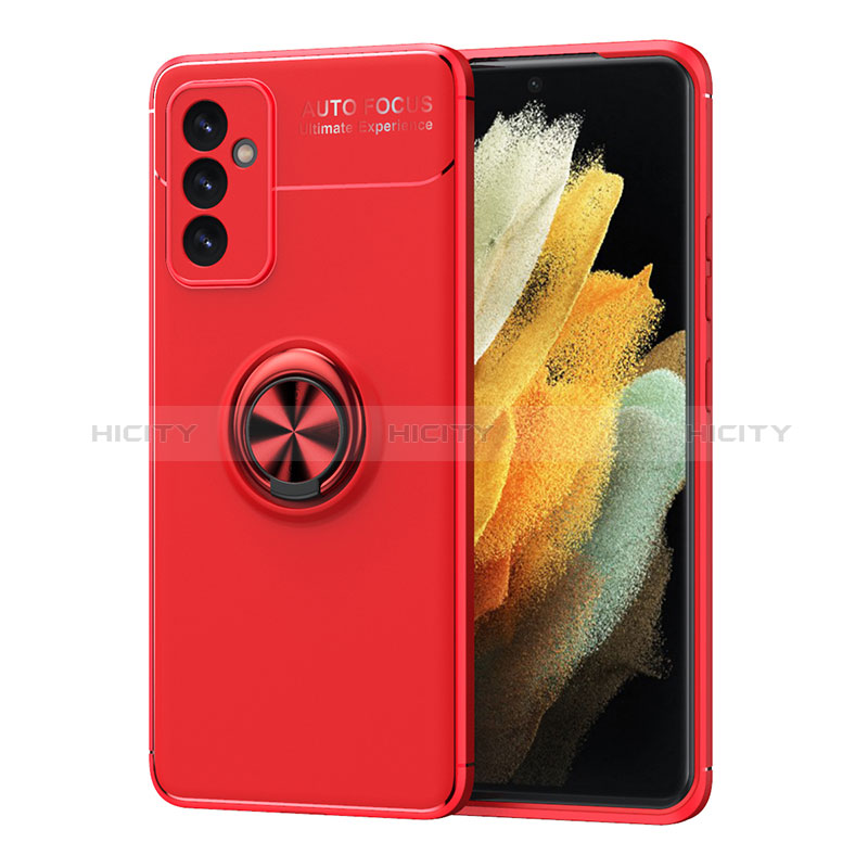 Ultra-thin Silicone Gel Soft Case Cover with Magnetic Finger Ring Stand JM1 for Samsung Galaxy A05s Red