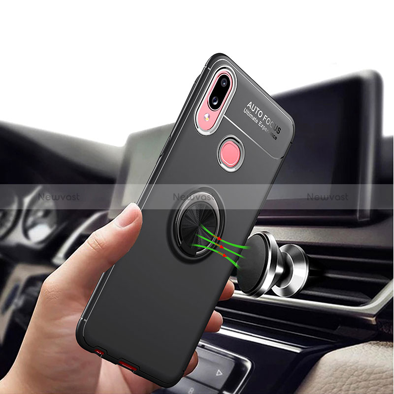 Ultra-thin Silicone Gel Soft Case Cover with Magnetic Finger Ring Stand JM1 for Samsung Galaxy A10s