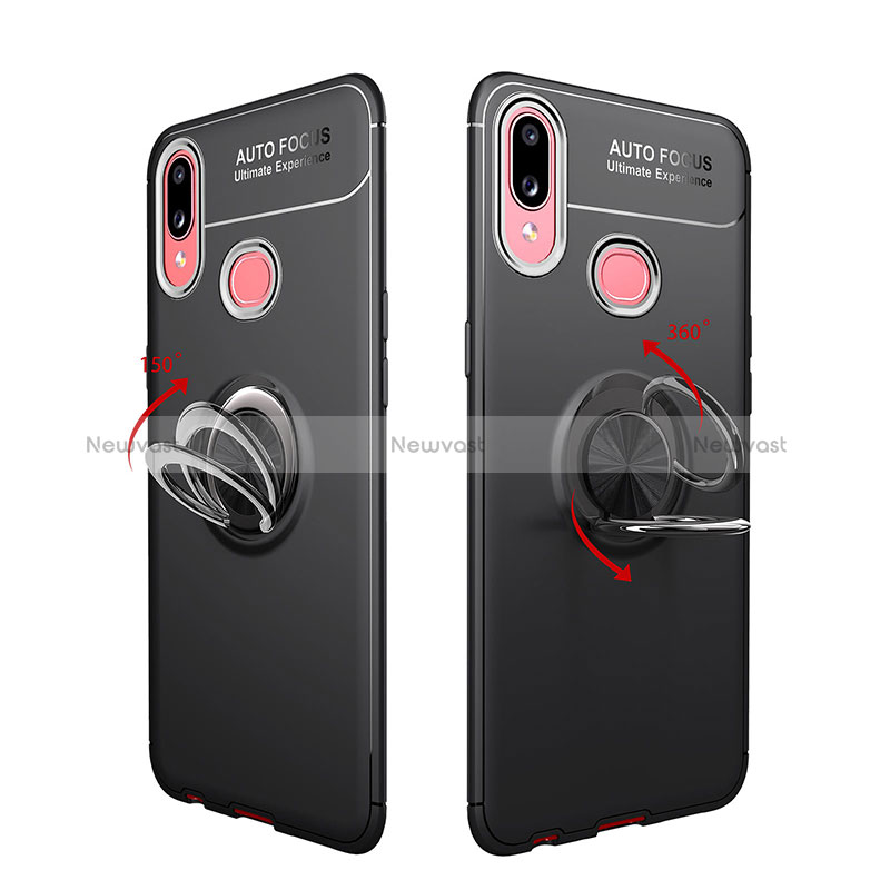 Ultra-thin Silicone Gel Soft Case Cover with Magnetic Finger Ring Stand JM1 for Samsung Galaxy A10s