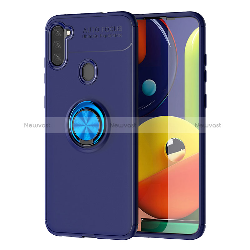 Ultra-thin Silicone Gel Soft Case Cover with Magnetic Finger Ring Stand JM1 for Samsung Galaxy A11