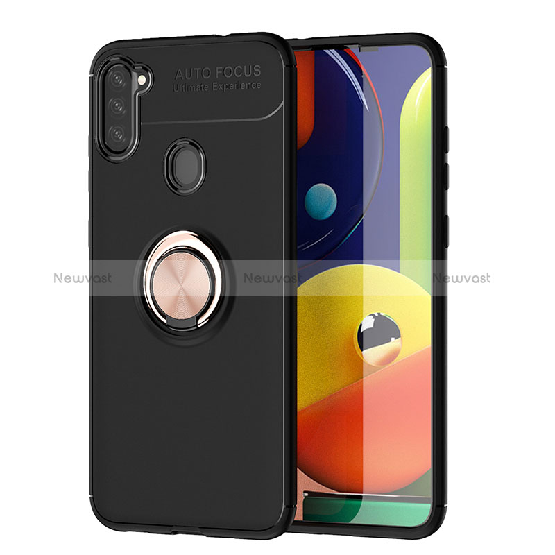 Ultra-thin Silicone Gel Soft Case Cover with Magnetic Finger Ring Stand JM1 for Samsung Galaxy A11