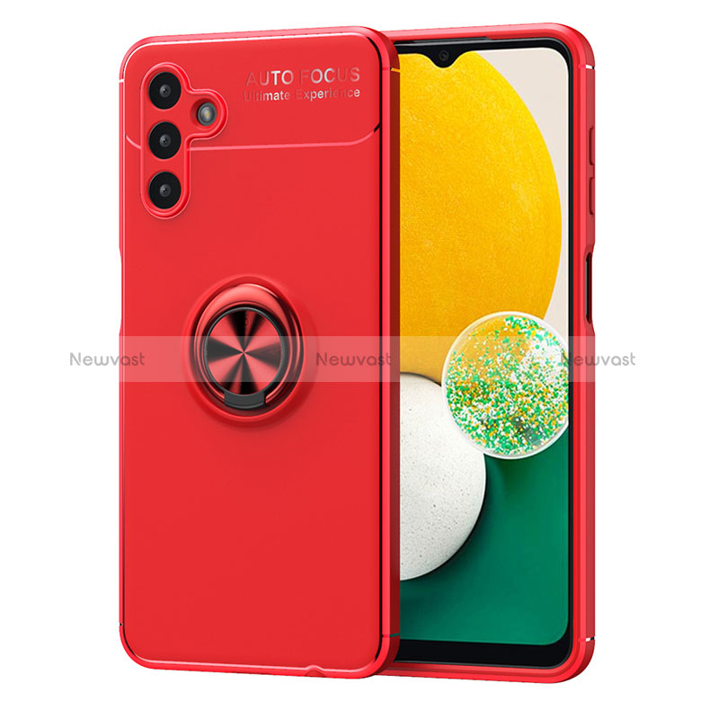 Ultra-thin Silicone Gel Soft Case Cover with Magnetic Finger Ring Stand JM1 for Samsung Galaxy A13 5G Red