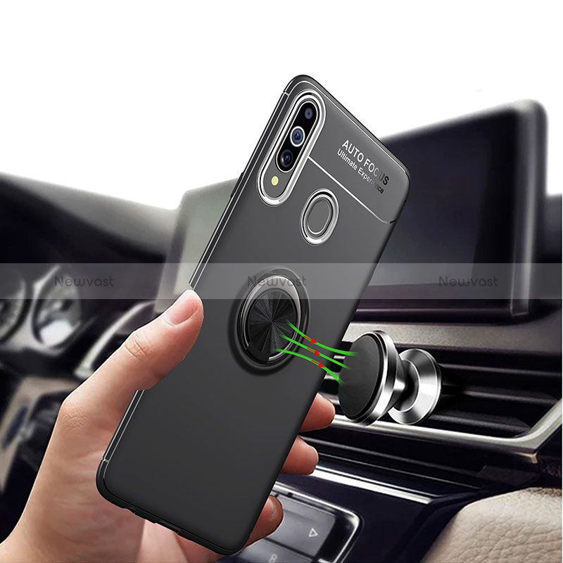 Ultra-thin Silicone Gel Soft Case Cover with Magnetic Finger Ring Stand JM1 for Samsung Galaxy A20s