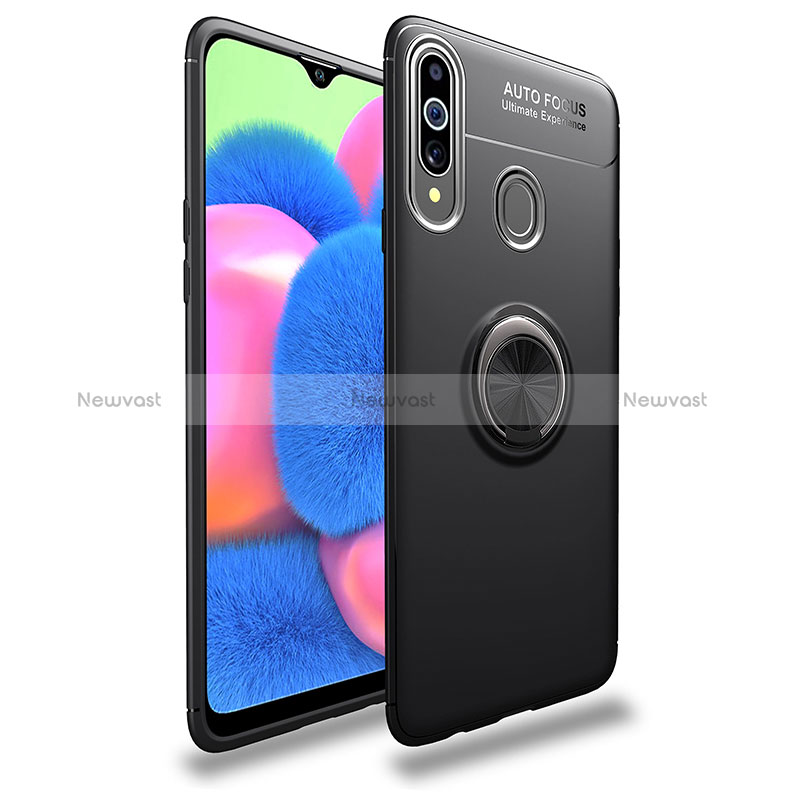 Ultra-thin Silicone Gel Soft Case Cover with Magnetic Finger Ring Stand JM1 for Samsung Galaxy A20s