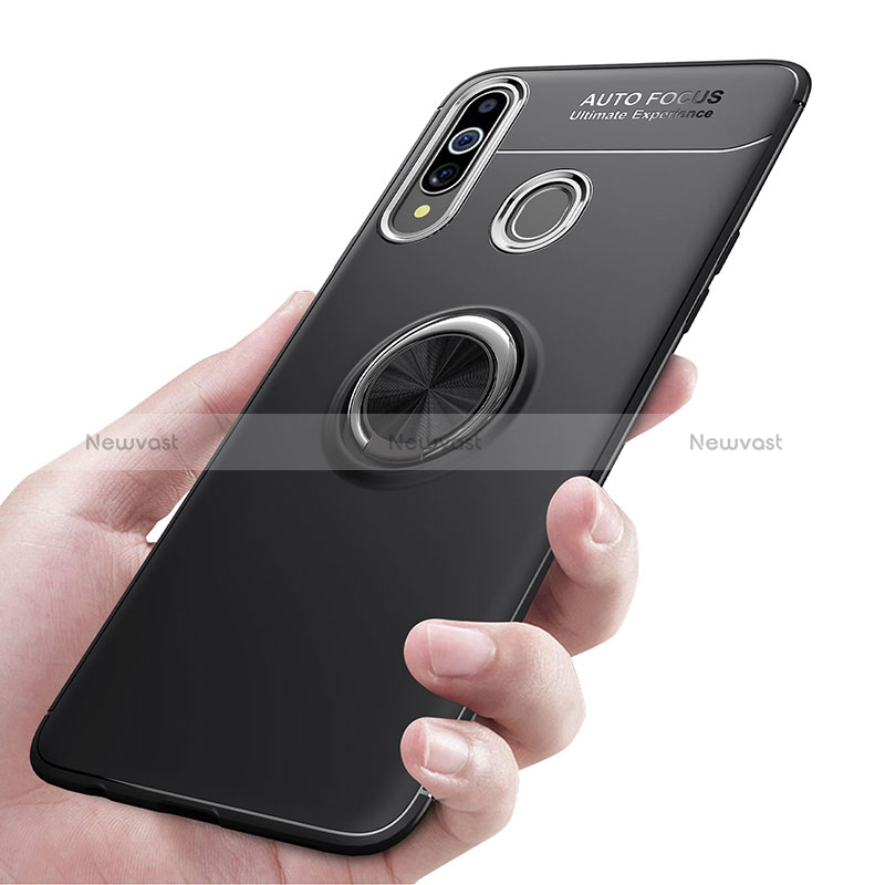 Ultra-thin Silicone Gel Soft Case Cover with Magnetic Finger Ring Stand JM1 for Samsung Galaxy A20s