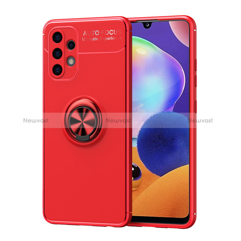 Ultra-thin Silicone Gel Soft Case Cover with Magnetic Finger Ring Stand JM1 for Samsung Galaxy A32 5G Red