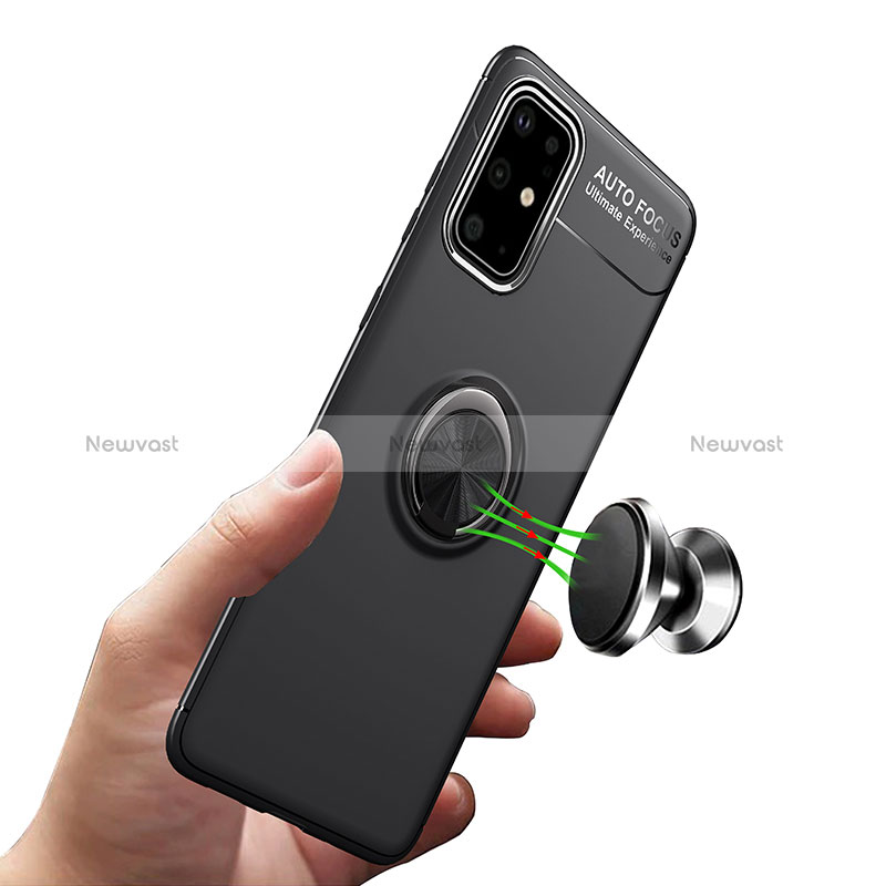 Ultra-thin Silicone Gel Soft Case Cover with Magnetic Finger Ring Stand JM1 for Samsung Galaxy A41