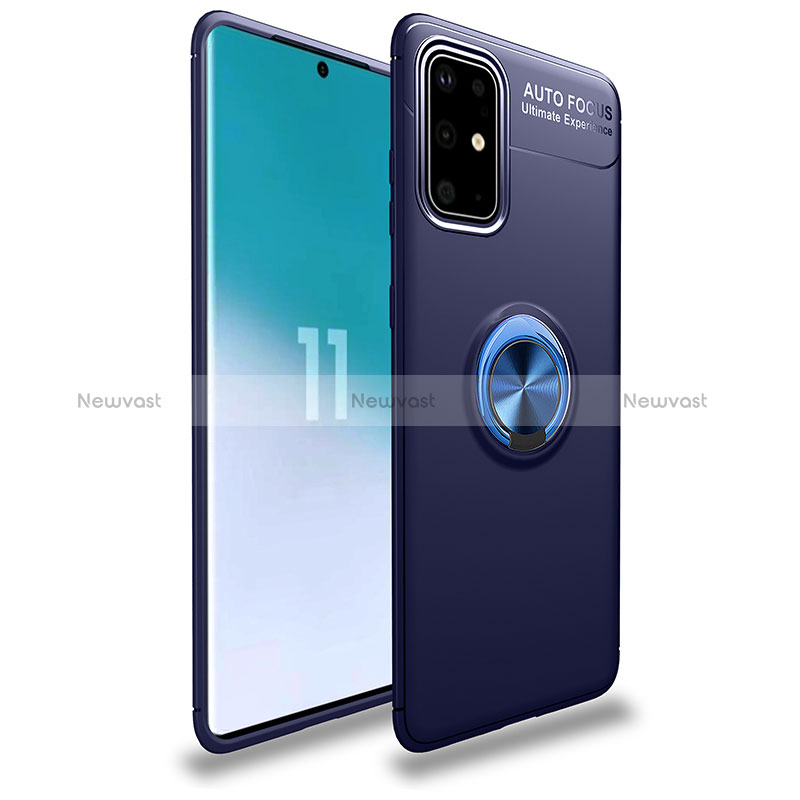 Ultra-thin Silicone Gel Soft Case Cover with Magnetic Finger Ring Stand JM1 for Samsung Galaxy A41 Blue