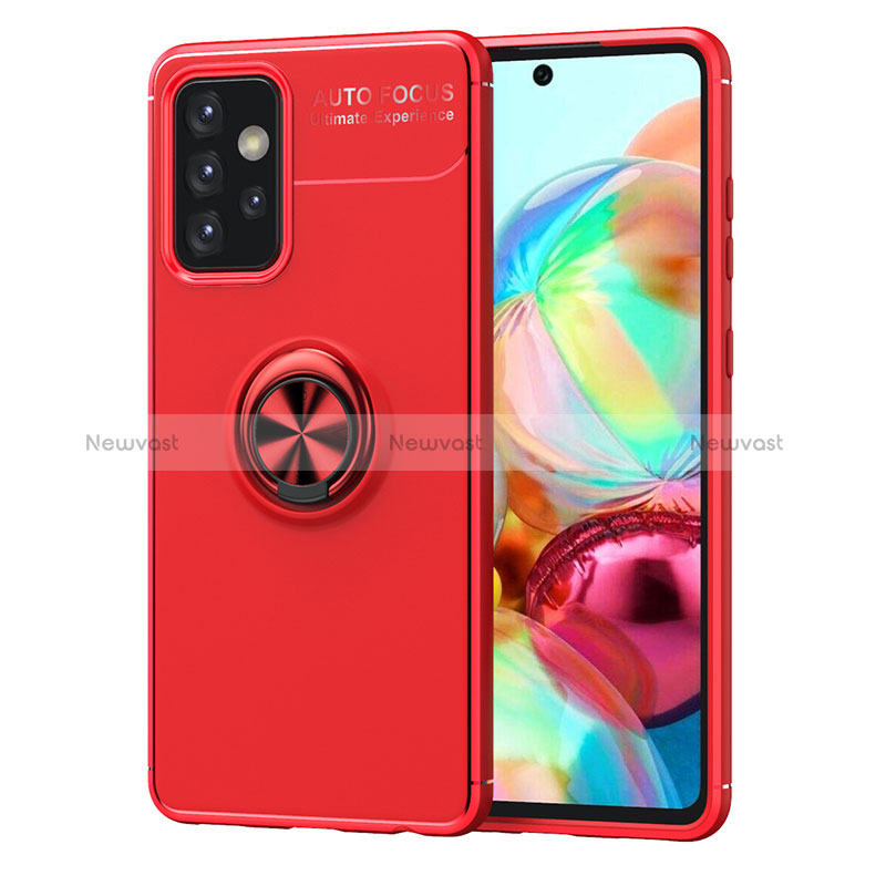 Ultra-thin Silicone Gel Soft Case Cover with Magnetic Finger Ring Stand JM1 for Samsung Galaxy A52 4G