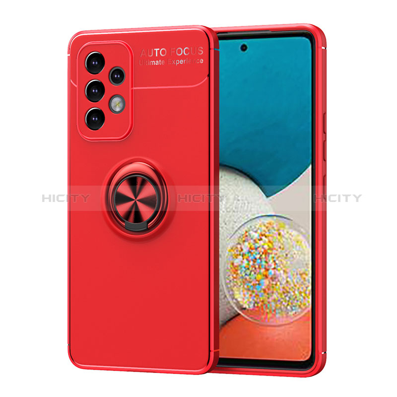 Ultra-thin Silicone Gel Soft Case Cover with Magnetic Finger Ring Stand JM1 for Samsung Galaxy A53 5G Red