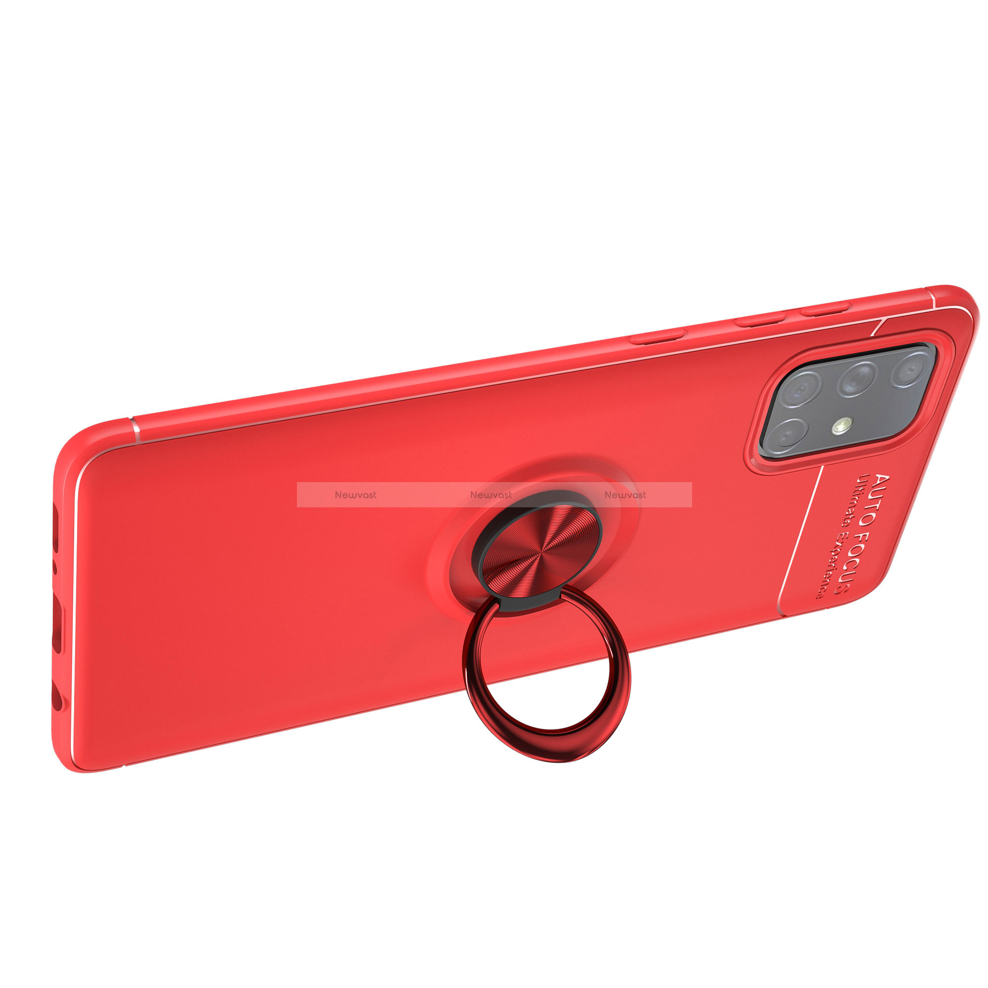 Ultra-thin Silicone Gel Soft Case Cover with Magnetic Finger Ring Stand JM1 for Samsung Galaxy A71 5G