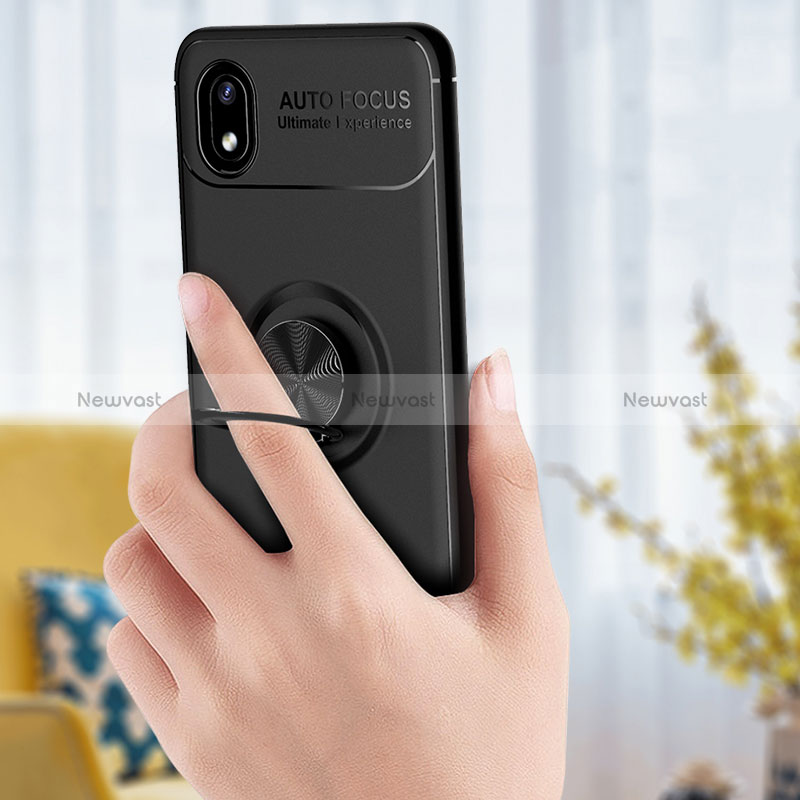 Ultra-thin Silicone Gel Soft Case Cover with Magnetic Finger Ring Stand JM1 for Samsung Galaxy M01 Core