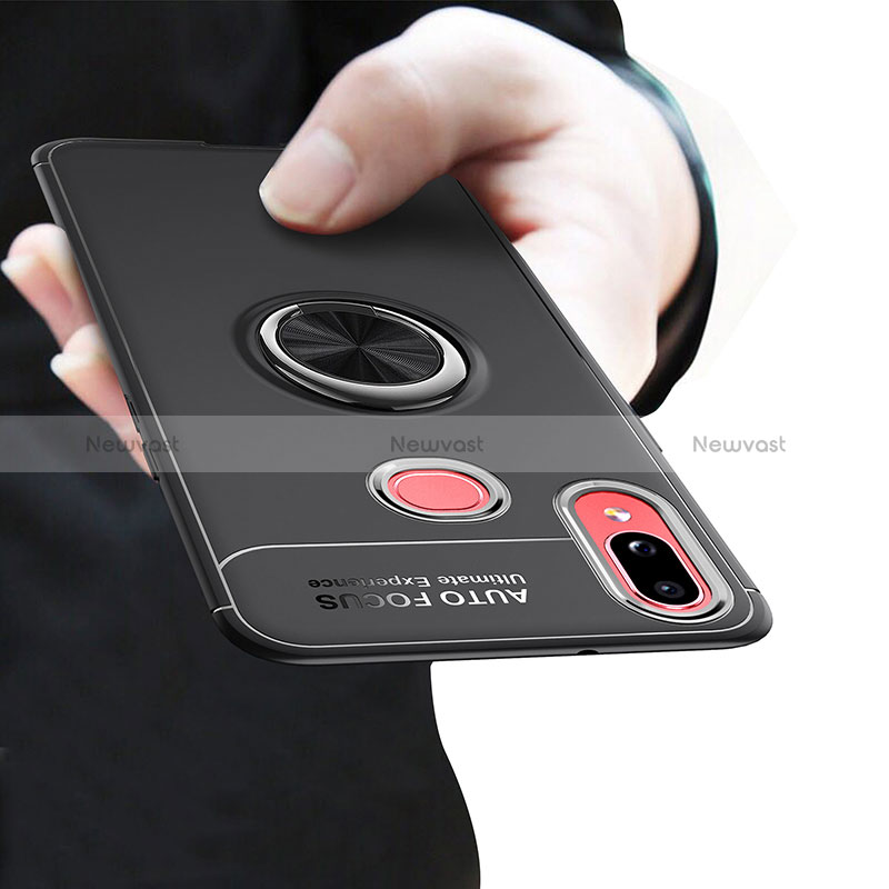 Ultra-thin Silicone Gel Soft Case Cover with Magnetic Finger Ring Stand JM1 for Samsung Galaxy M01s