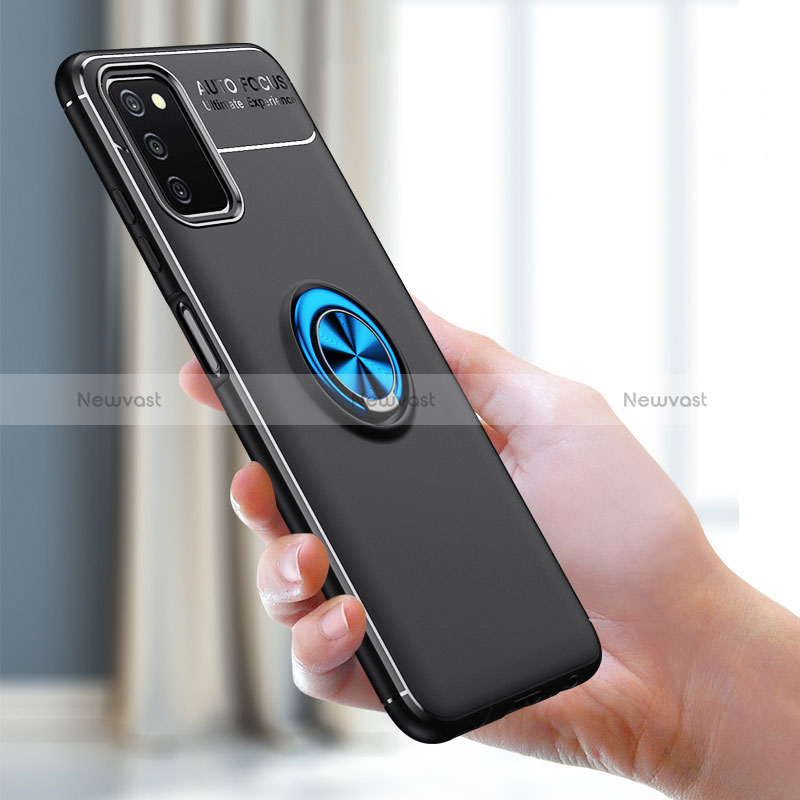 Ultra-thin Silicone Gel Soft Case Cover with Magnetic Finger Ring Stand JM1 for Samsung Galaxy M02s