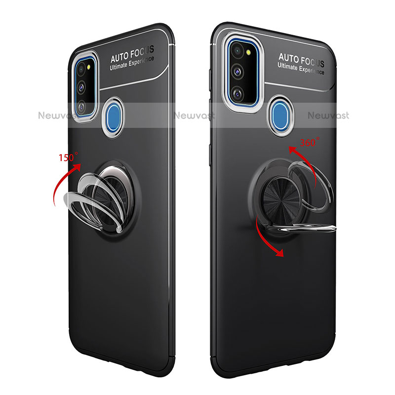 Ultra-thin Silicone Gel Soft Case Cover with Magnetic Finger Ring Stand JM1 for Samsung Galaxy M30s